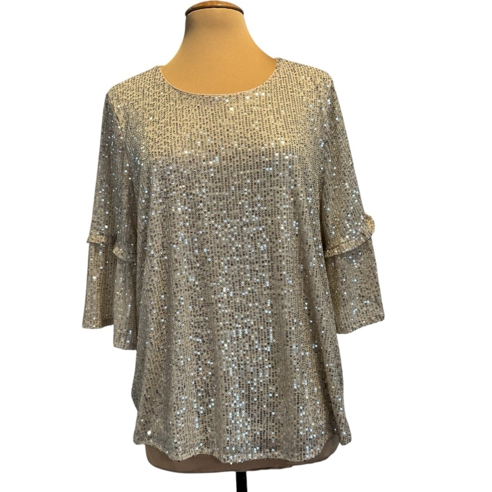 Lauren Conrad gold fully sequined formal holiday special occasion top blouse XXL
